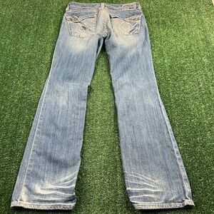 Big Star Jeans Women's 30L 32x31" Blue Stretch Bootcut Low Rise Flap Pocket Y2K